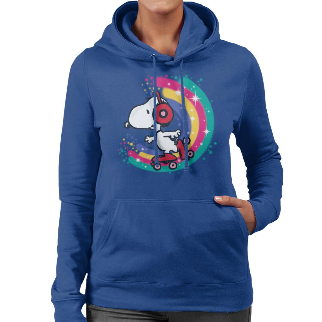 Peanuts Snoopy Roller Skating Rainbow Women's Hooded Sweatshirt-ALL + EVERY