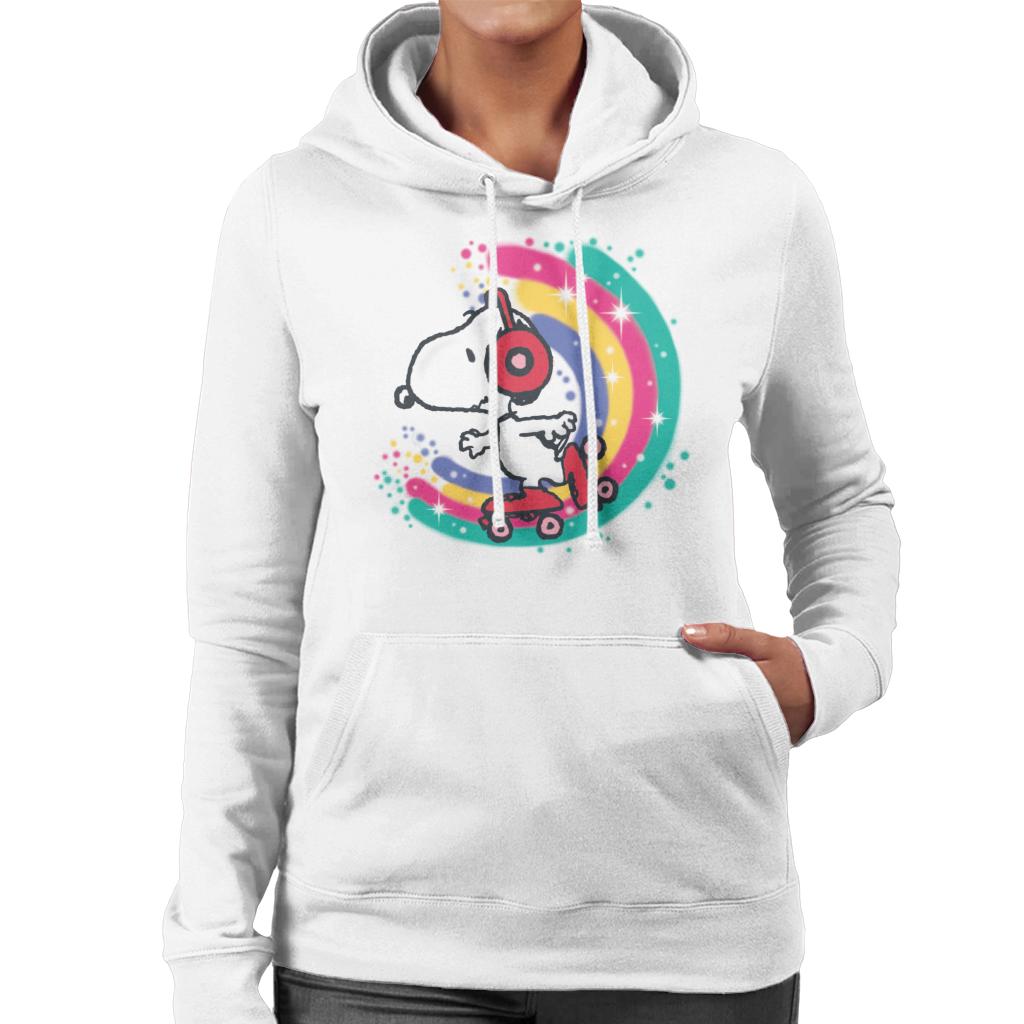 Peanuts Snoopy Roller Skating Rainbow Women's Hooded Sweatshirt-ALL + EVERY