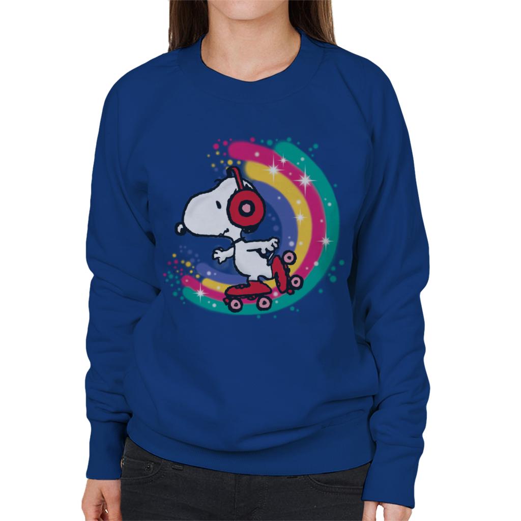 Peanuts Snoopy Roller Skating Rainbow Women's Sweatshirt-ALL + EVERY