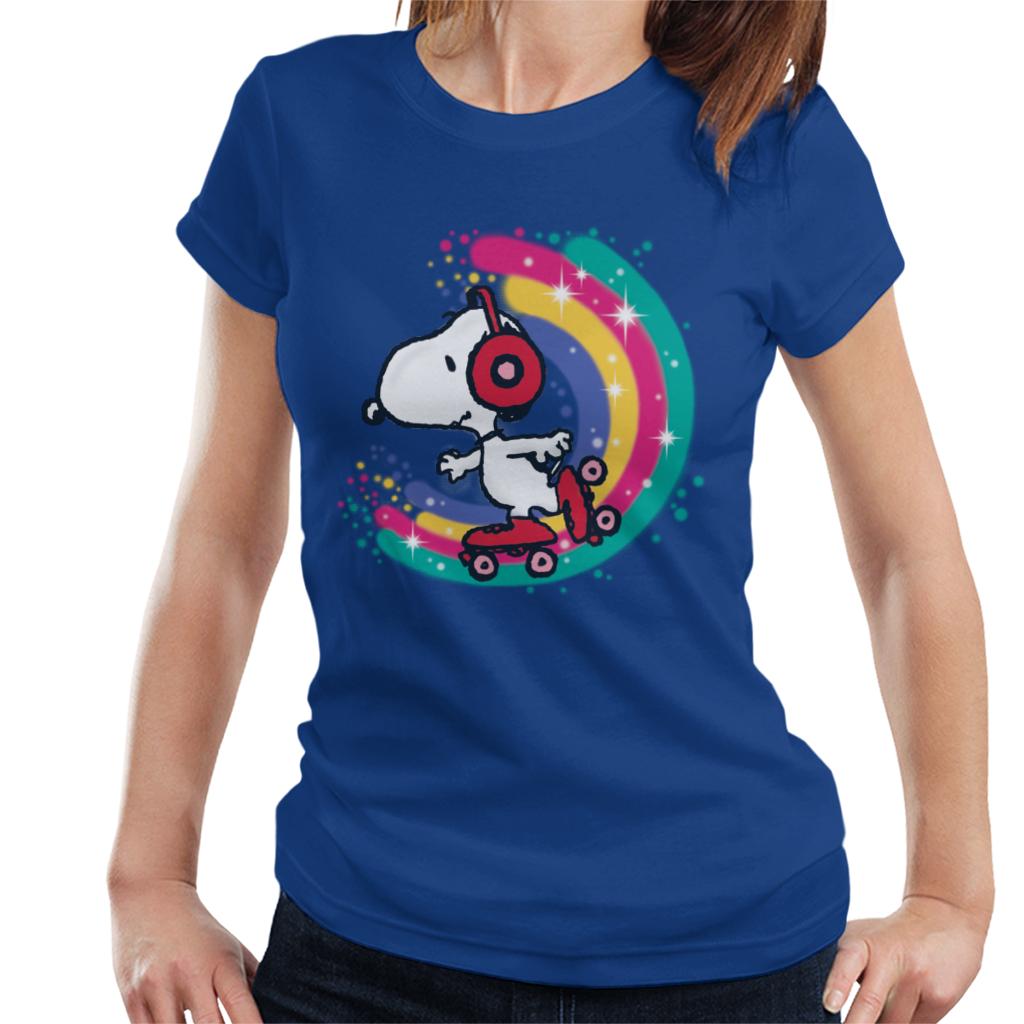 Peanuts Snoopy Roller Skating Rainbow Women's T-Shirt-ALL + EVERY