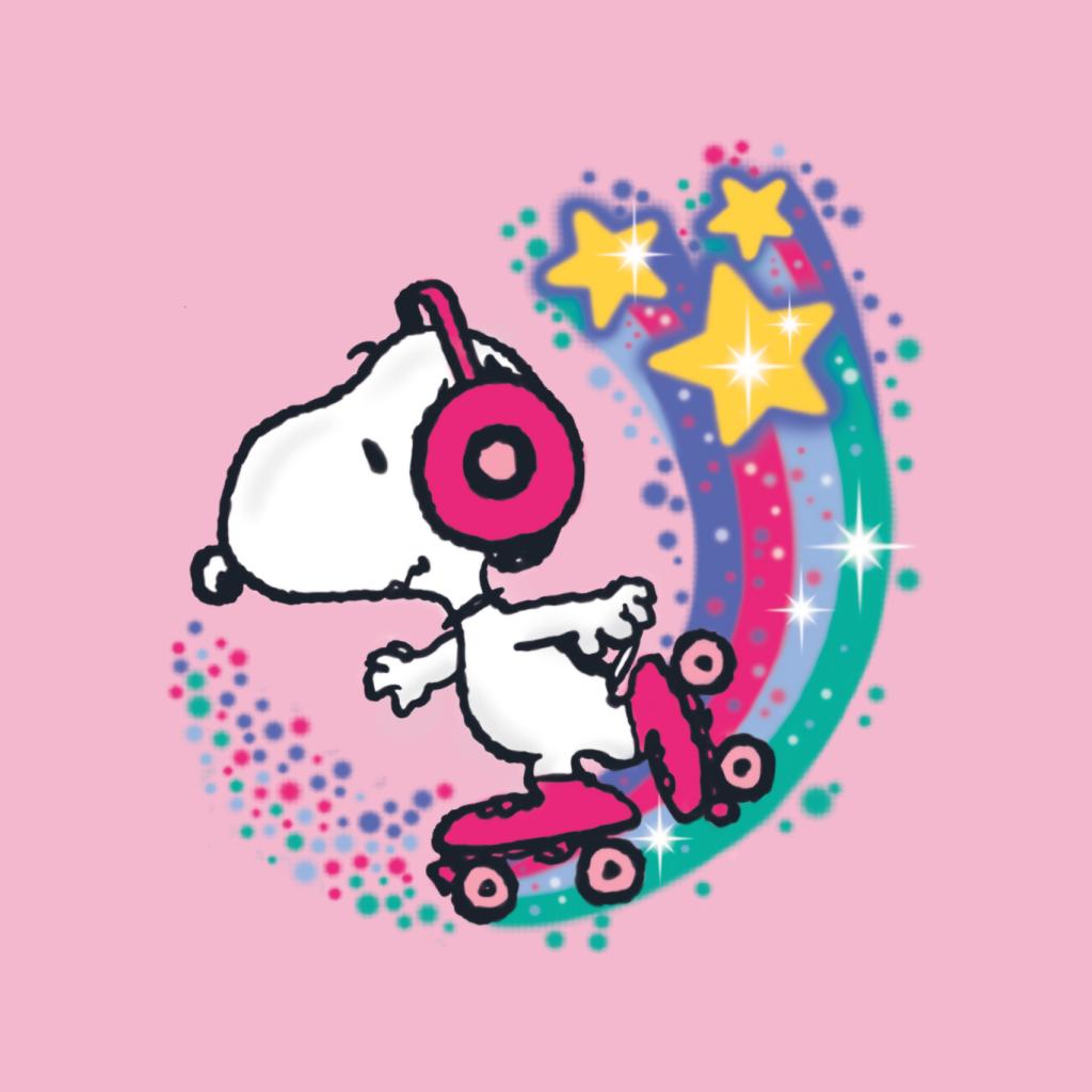 Peanuts Snoopy Roller Skating Star Powered Rainbow Women's T-Shirt-ALL + EVERY