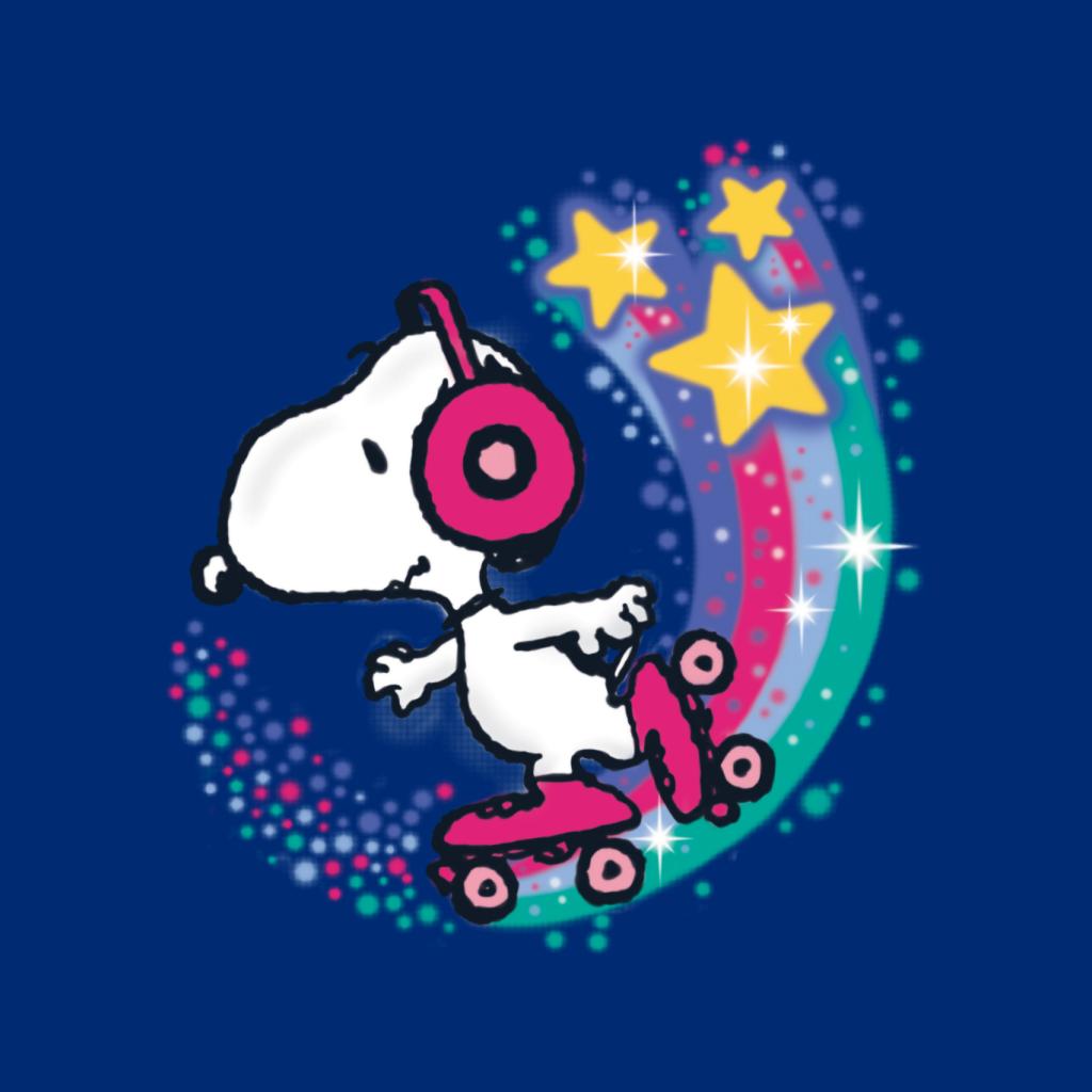 Peanuts Snoopy Roller Skating Star Powered Rainbow Women's Hooded Sweatshirt-ALL + EVERY