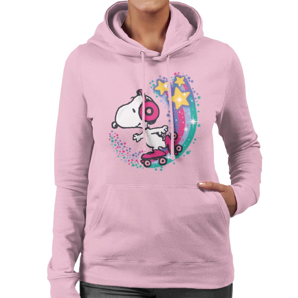 Peanuts Snoopy Roller Skating Star Powered Rainbow Women's Hooded Sweatshirt-ALL + EVERY