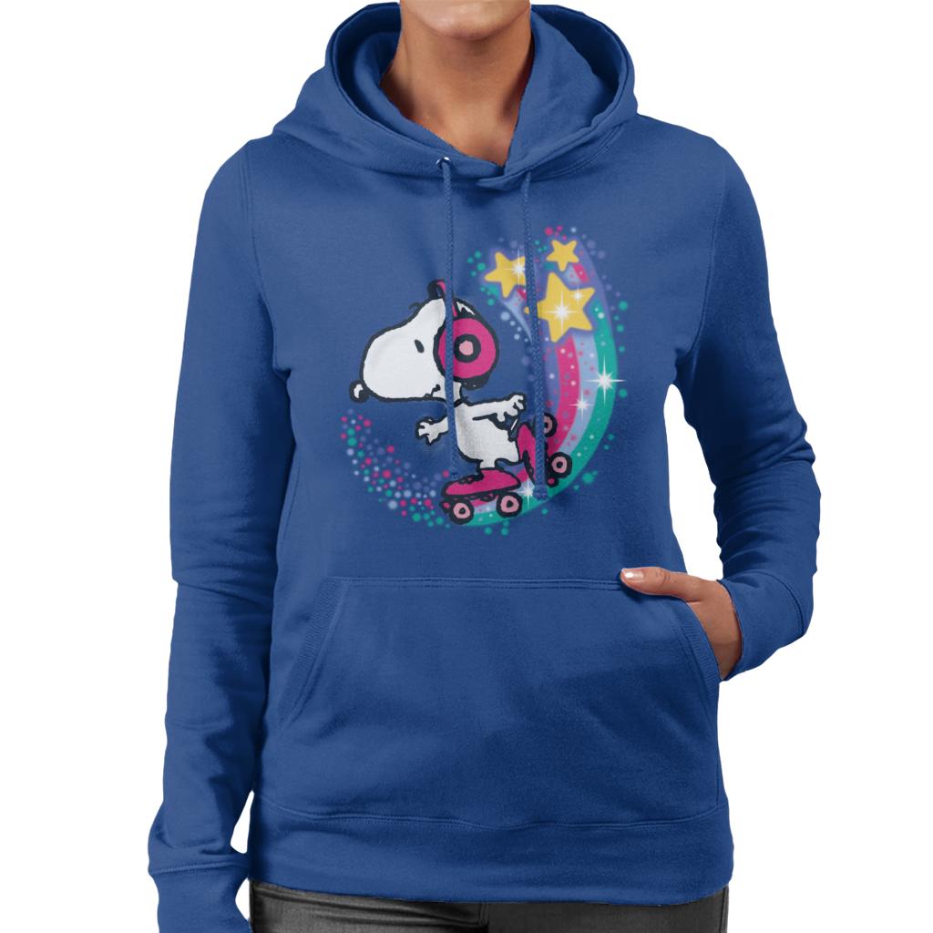 Peanuts Snoopy Roller Skating Star Powered Rainbow Women's Hooded Sweatshirt-ALL + EVERY