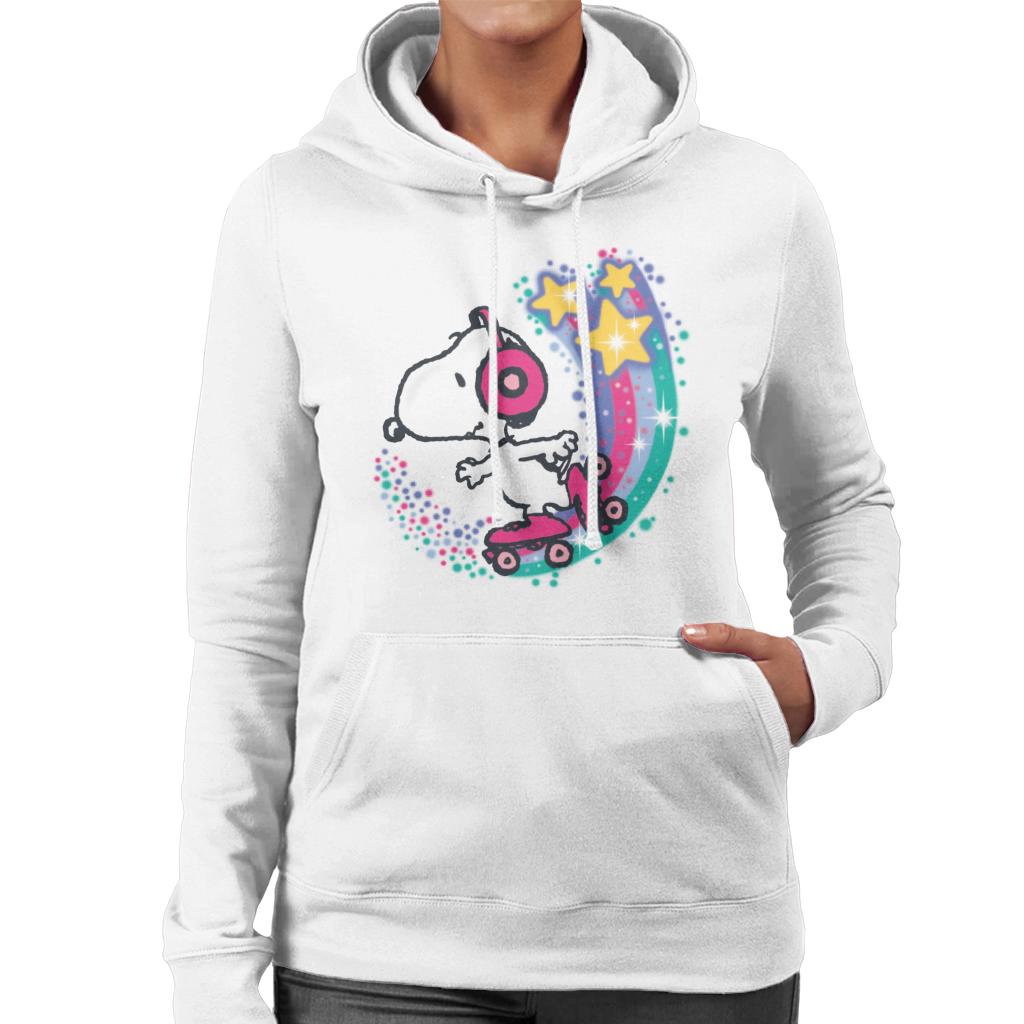 Peanuts Snoopy Roller Skating Star Powered Rainbow Women's Hooded Sweatshirt-ALL + EVERY