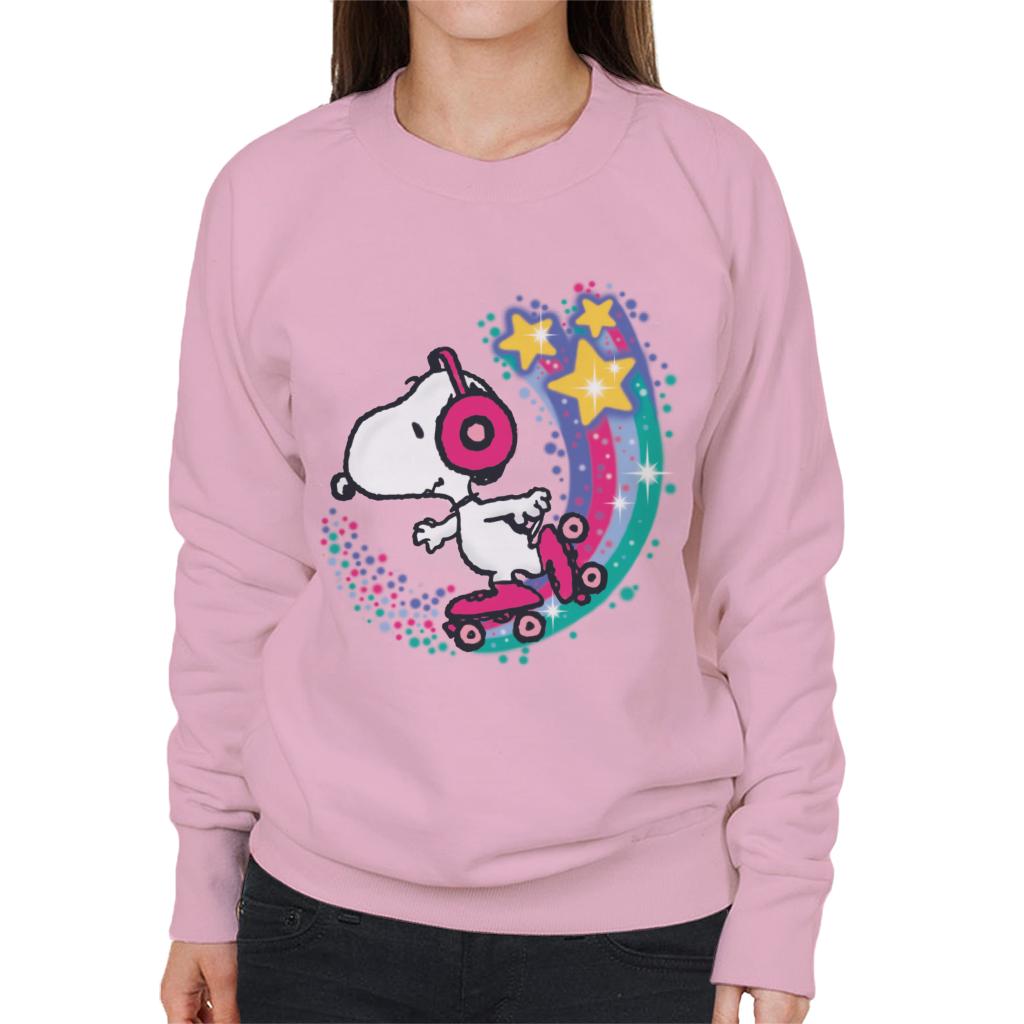 Peanuts Snoopy Roller Skating Star Powered Rainbow Women's Sweatshirt-ALL + EVERY