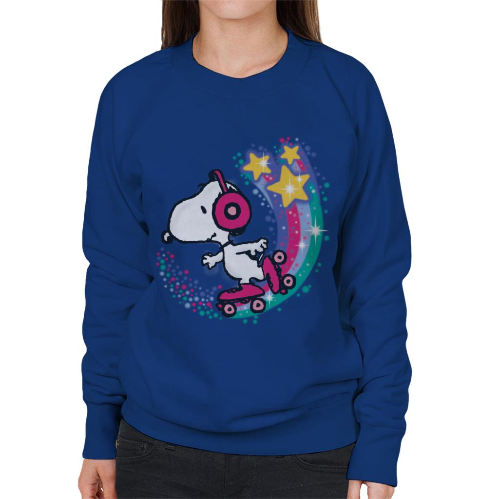 Peanuts Snoopy Roller Skating Star Powered Rainbow Women's Sweatshirt-ALL + EVERY