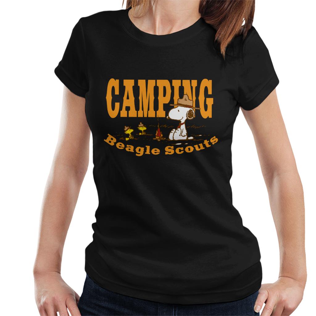 Peanuts Snoopy Woodstock Camping Beagle Scouts Women's T-Shirt-ALL + EVERY