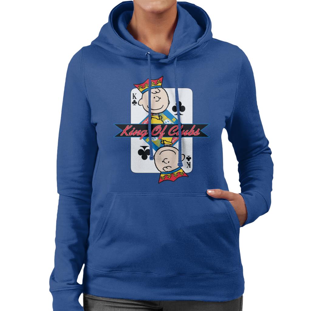 Peanuts Charlie Brown King Of Clubs Women's Hooded Sweatshirt-ALL + EVERY