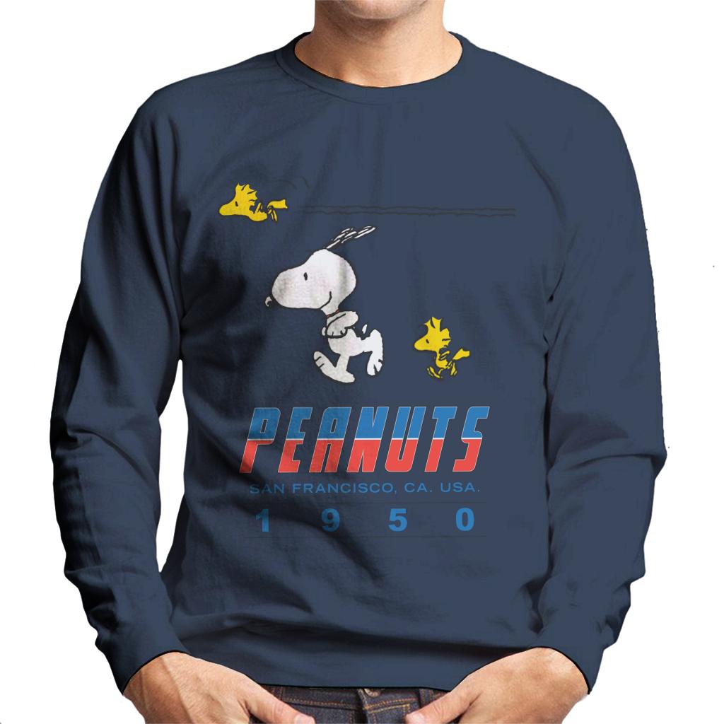 Peanuts Snoopy Woodstock 1950s San Francisco Men's Sweatshirt-ALL + EVERY