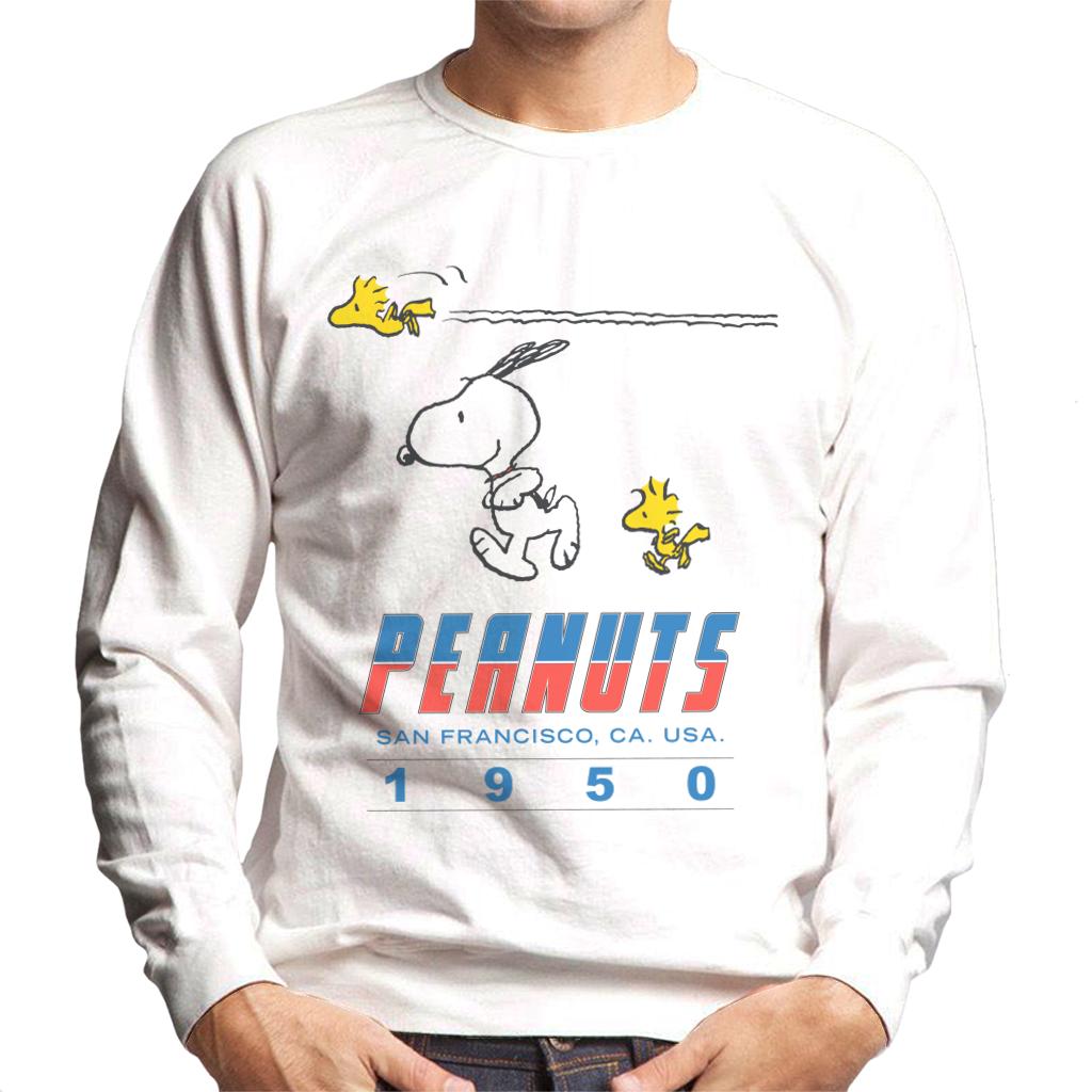 Peanuts Snoopy Woodstock 1950s San Francisco Men's Sweatshirt-ALL + EVERY