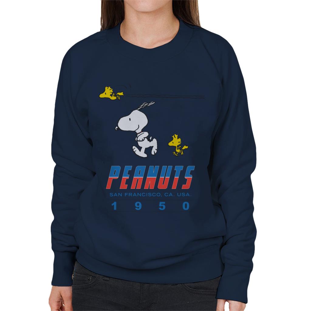 Peanuts Snoopy Woodstock 1950s San Francisco Women's Sweatshirt-ALL + EVERY