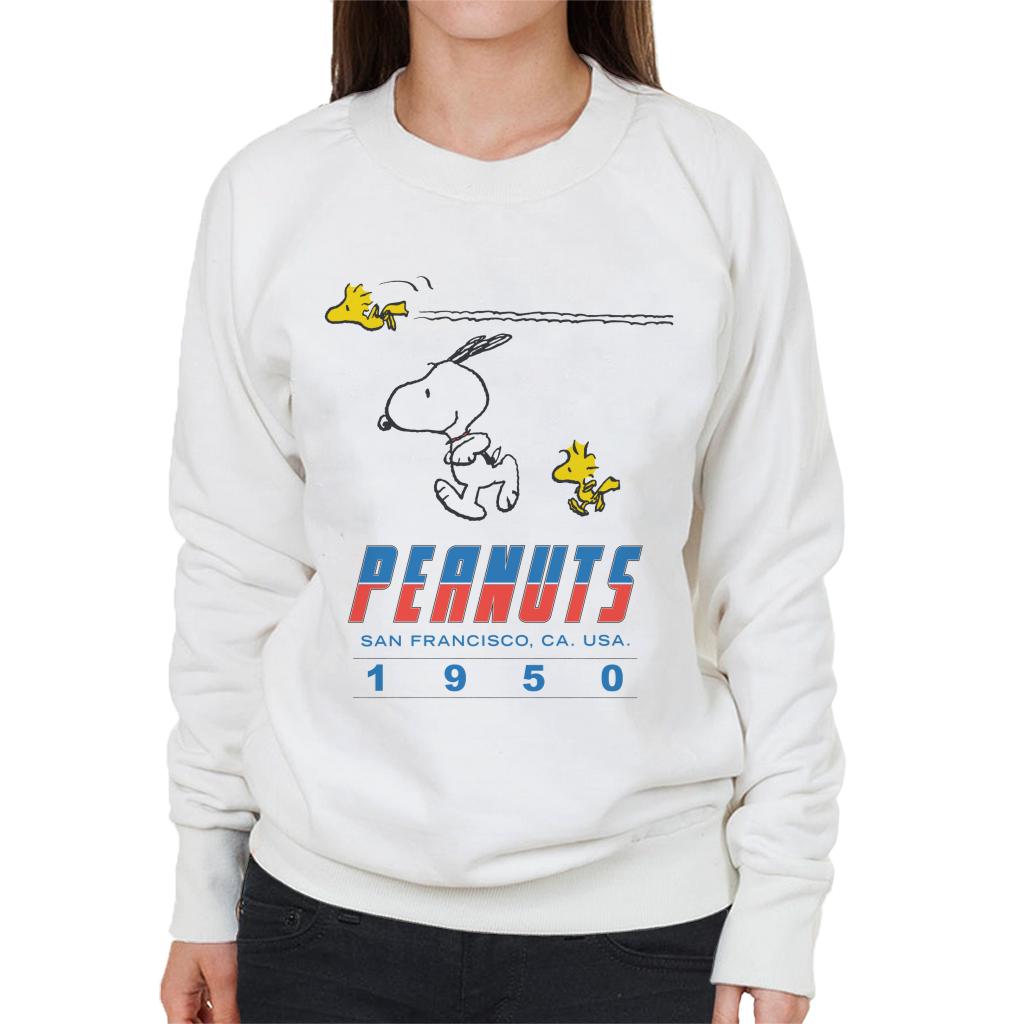 Peanuts Snoopy Woodstock 1950s San Francisco Women's Sweatshirt-ALL + EVERY