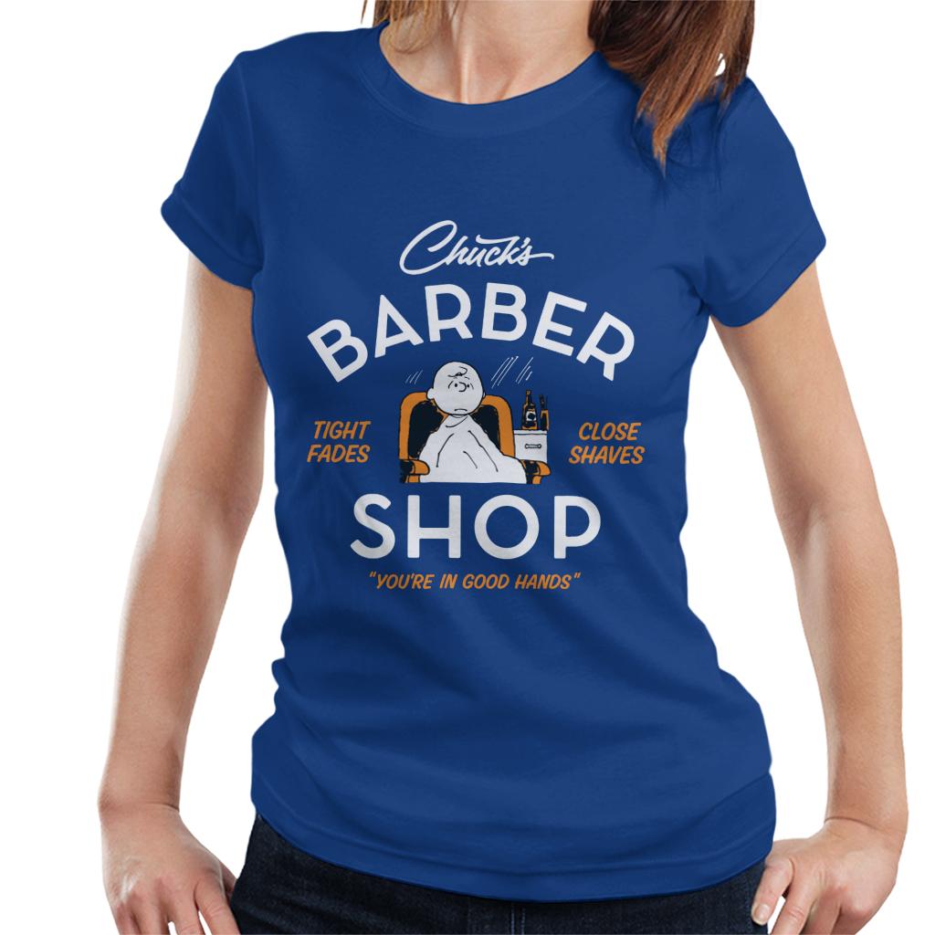 Peanuts Charlie Brown Chucks Barber Shop Women's T-Shirt-ALL + EVERY