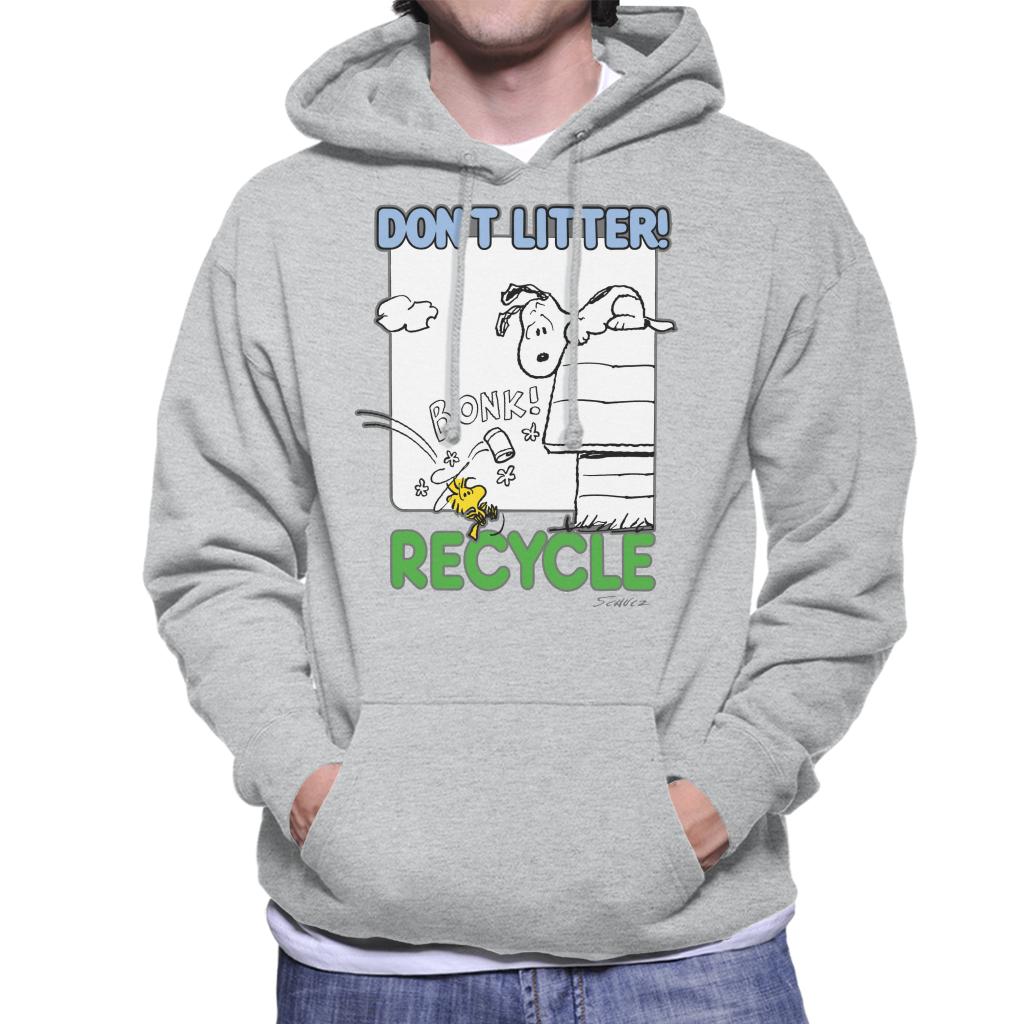 Peanuts Snoopy Woodstock Dont Litter Recycle Men's Hooded Sweatshirt-ALL + EVERY