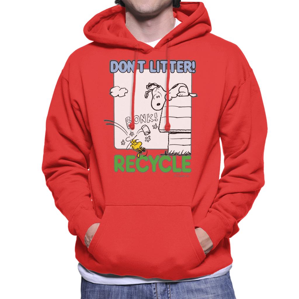 Peanuts Snoopy Woodstock Dont Litter Recycle Men's Hooded Sweatshirt-ALL + EVERY