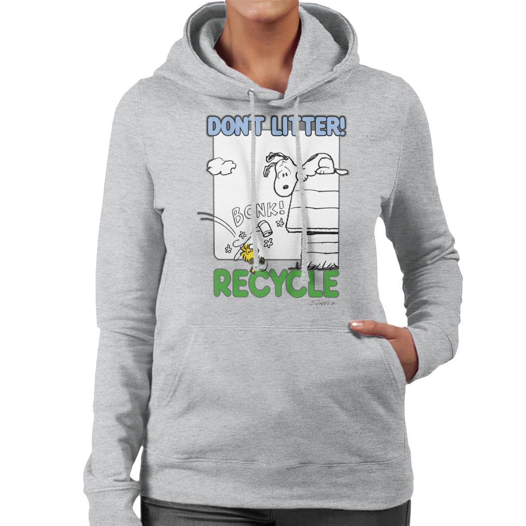 Peanuts Snoopy Woodstock Dont Litter Recycle Women's Hooded Sweatshirt-ALL + EVERY