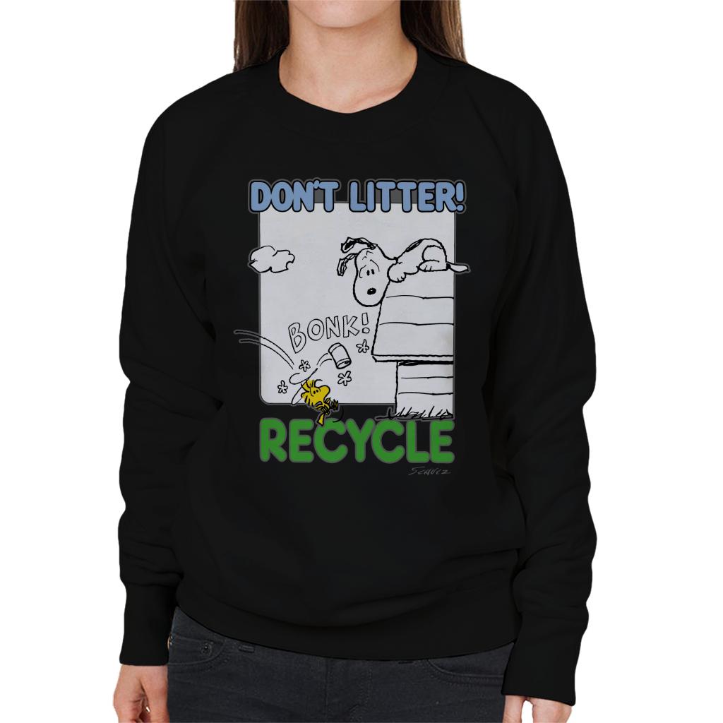 Peanuts Snoopy Woodstock Dont Litter Recycle Women's Sweatshirt-ALL + EVERY