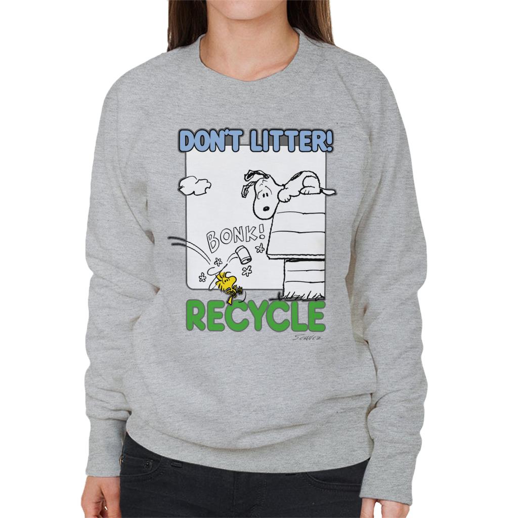 Peanuts Snoopy Woodstock Dont Litter Recycle Women's Sweatshirt-ALL + EVERY