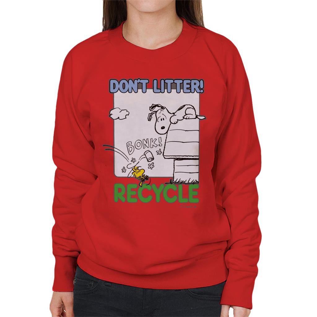 Peanuts Snoopy Woodstock Dont Litter Recycle Women's Sweatshirt-ALL + EVERY