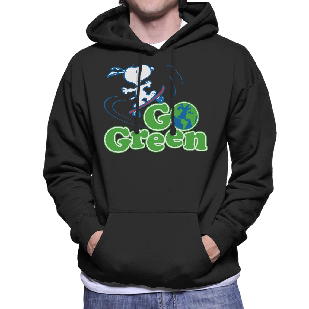 Peanuts Snoopy Go Green Men's Hooded Sweatshirt-ALL + EVERY