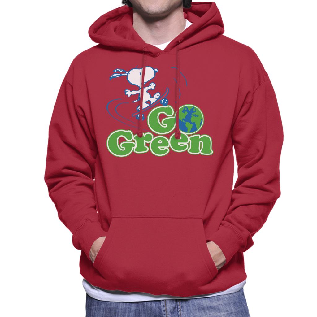 Peanuts Snoopy Go Green Men's Hooded Sweatshirt-ALL + EVERY