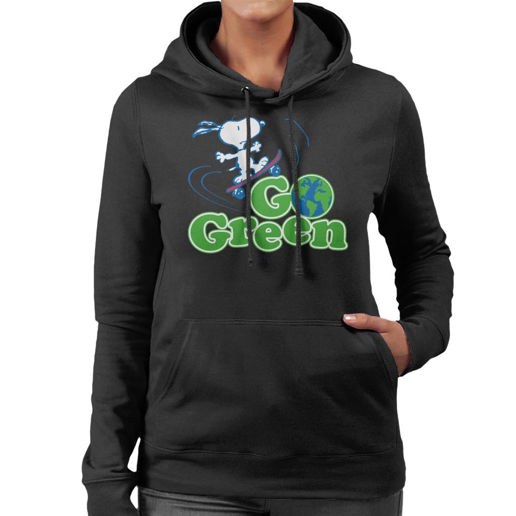 Peanuts Snoopy Go Green Women's Hooded Sweatshirt-ALL + EVERY