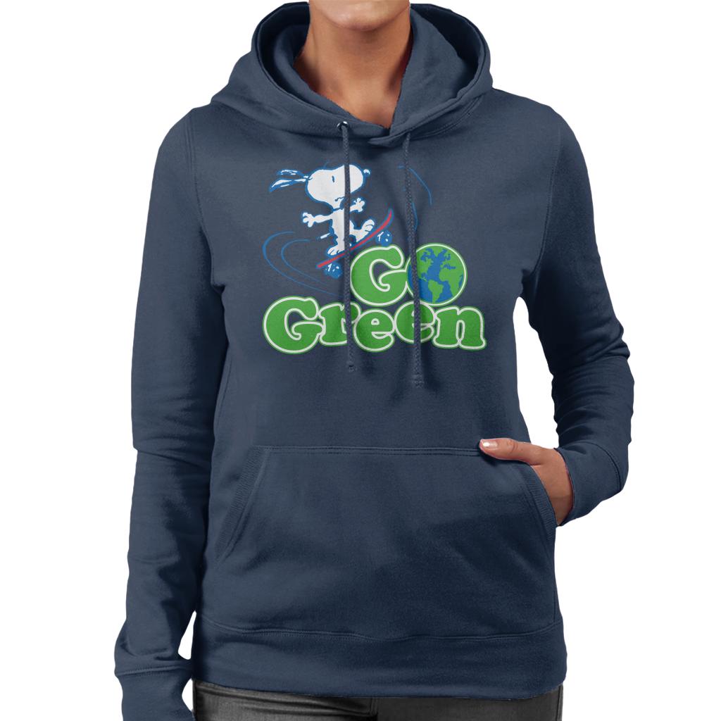 Peanuts Snoopy Go Green Women's Hooded Sweatshirt-ALL + EVERY