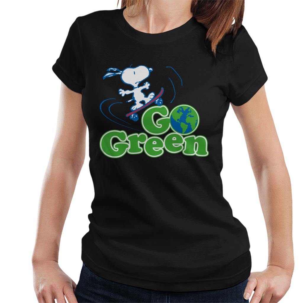 Peanuts Snoopy Go Green Women's T-Shirt-ALL + EVERY