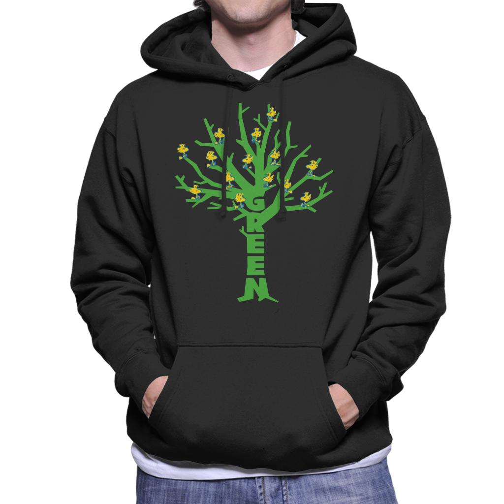 Peanuts Woodstock Green Tree Men's Hooded Sweatshirt-ALL + EVERY