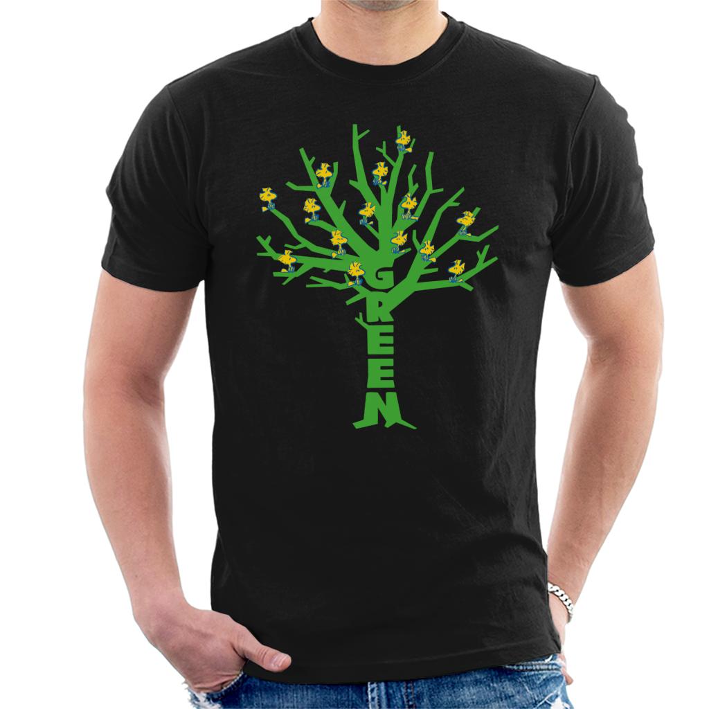 Peanuts Woodstock Green Tree Men's T-Shirt-ALL + EVERY