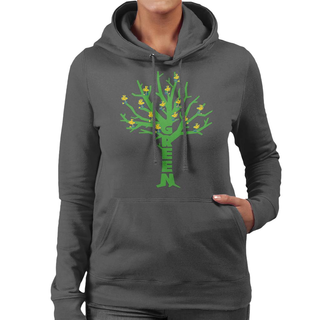 Peanuts Woodstock Green Tree Women's Hooded Sweatshirt-ALL + EVERY