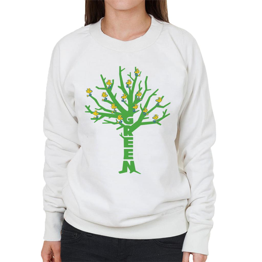 Peanuts Woodstock Green Tree Women's Sweatshirt-ALL + EVERY