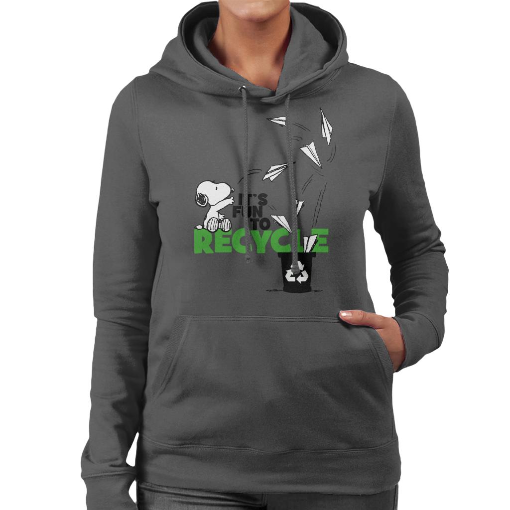 Peanuts Snoopy Its Fun To Recycle Women's Hooded Sweatshirt-ALL + EVERY