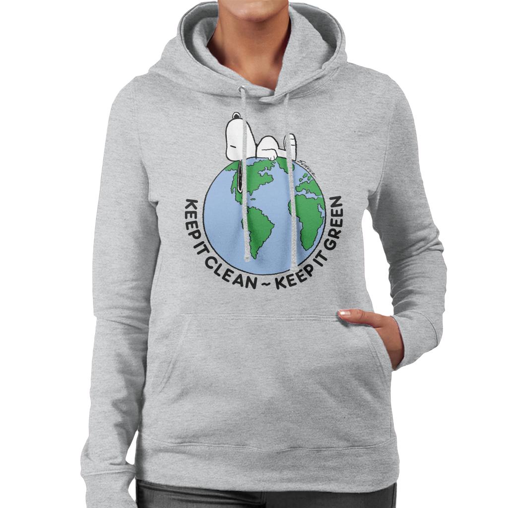 Peanuts Snoopy Keep It Green Women's Hooded Sweatshirt-ALL + EVERY