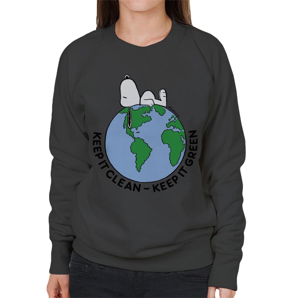 Peanuts Snoopy Keep It Green Women's Sweatshirt-ALL + EVERY