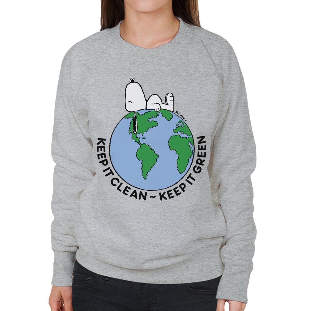 Peanuts Snoopy Keep It Green Women's Sweatshirt-ALL + EVERY