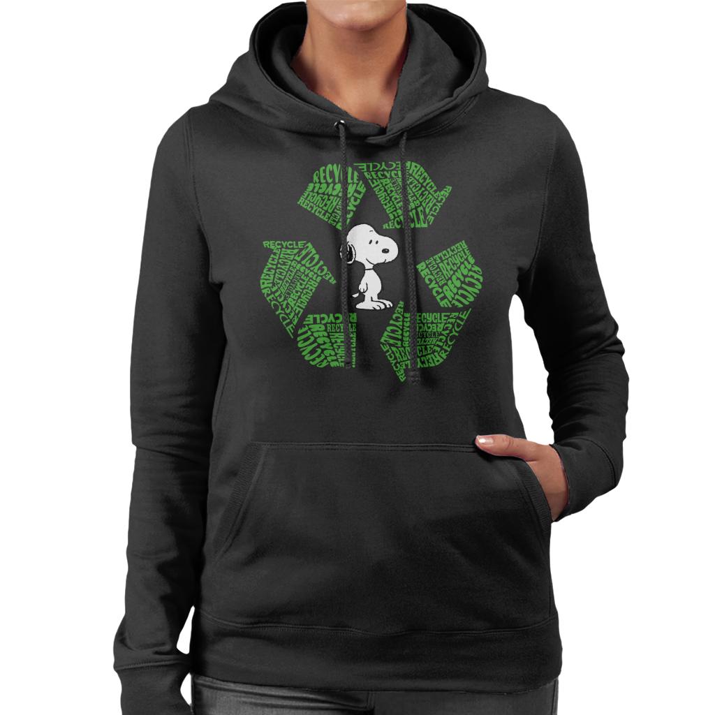 Peanuts Snoopy Recycle Sign Women's Hooded Sweatshirt-ALL + EVERY