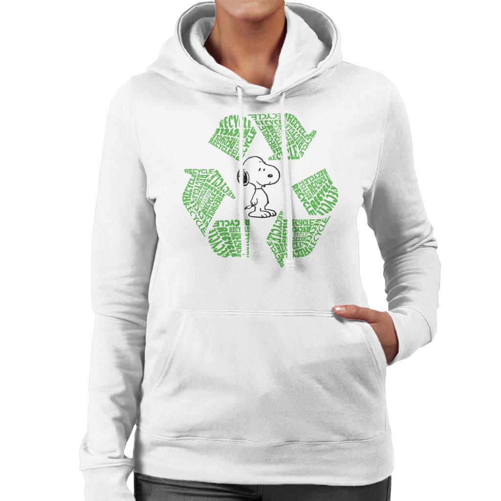 Peanuts Snoopy Recycle Sign Women's Hooded Sweatshirt-ALL + EVERY