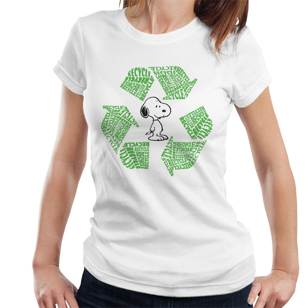 Peanuts Snoopy Recycle Sign Women's T-Shirt-ALL + EVERY