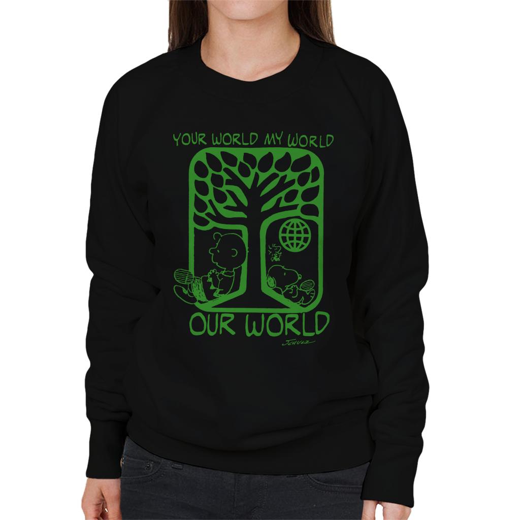 Peanuts Snoopy Your World My World Our World Women's Sweatshirt-ALL + EVERY