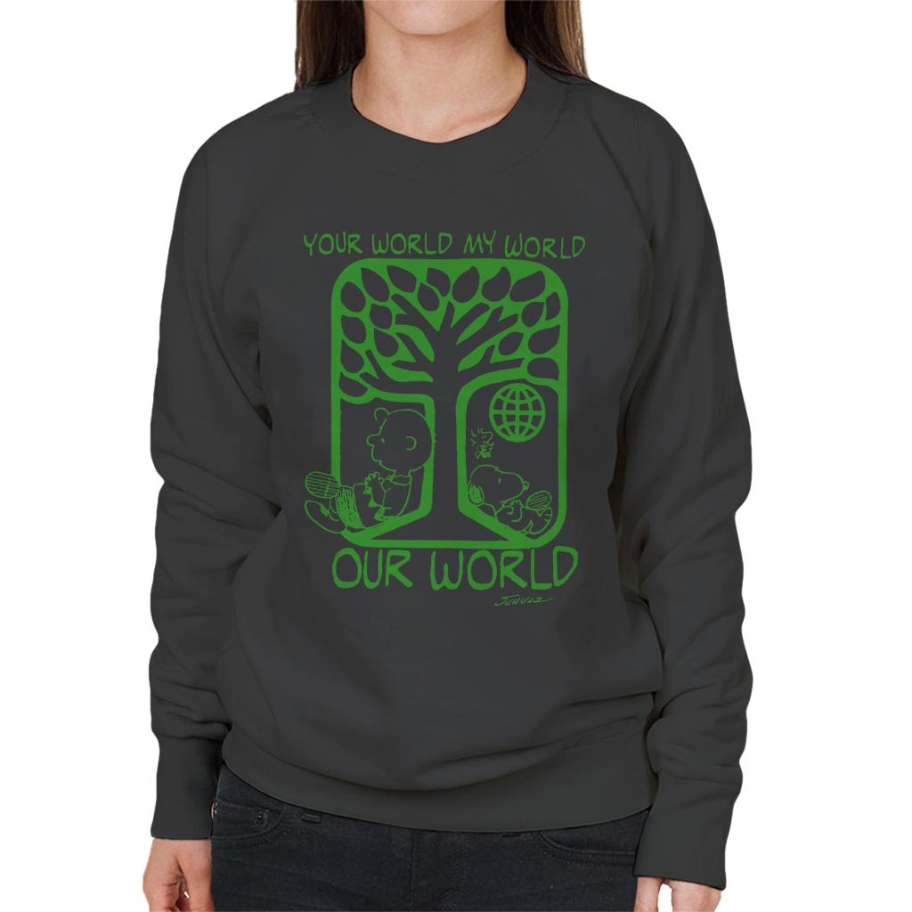 Peanuts Snoopy Your World My World Our World Women's Sweatshirt-ALL + EVERY