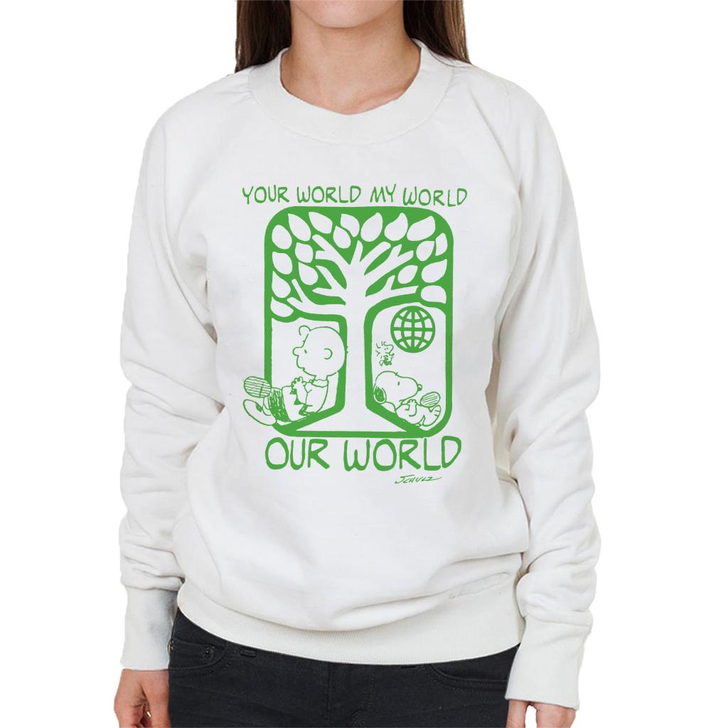 Peanuts Snoopy Your World My World Our World Women's Sweatshirt-ALL + EVERY