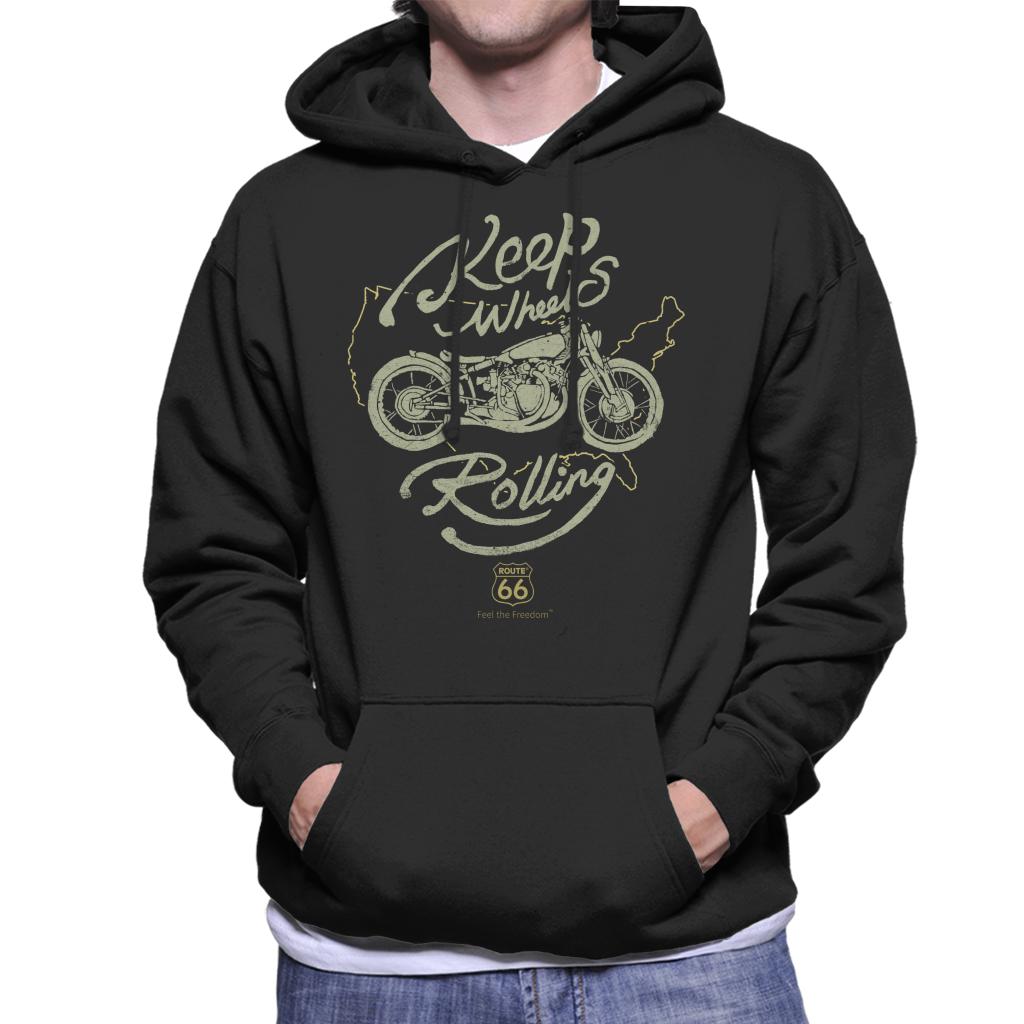 Route-66-Keep-Wheels-Rolling-Mens-Hooded-Sweatshirt