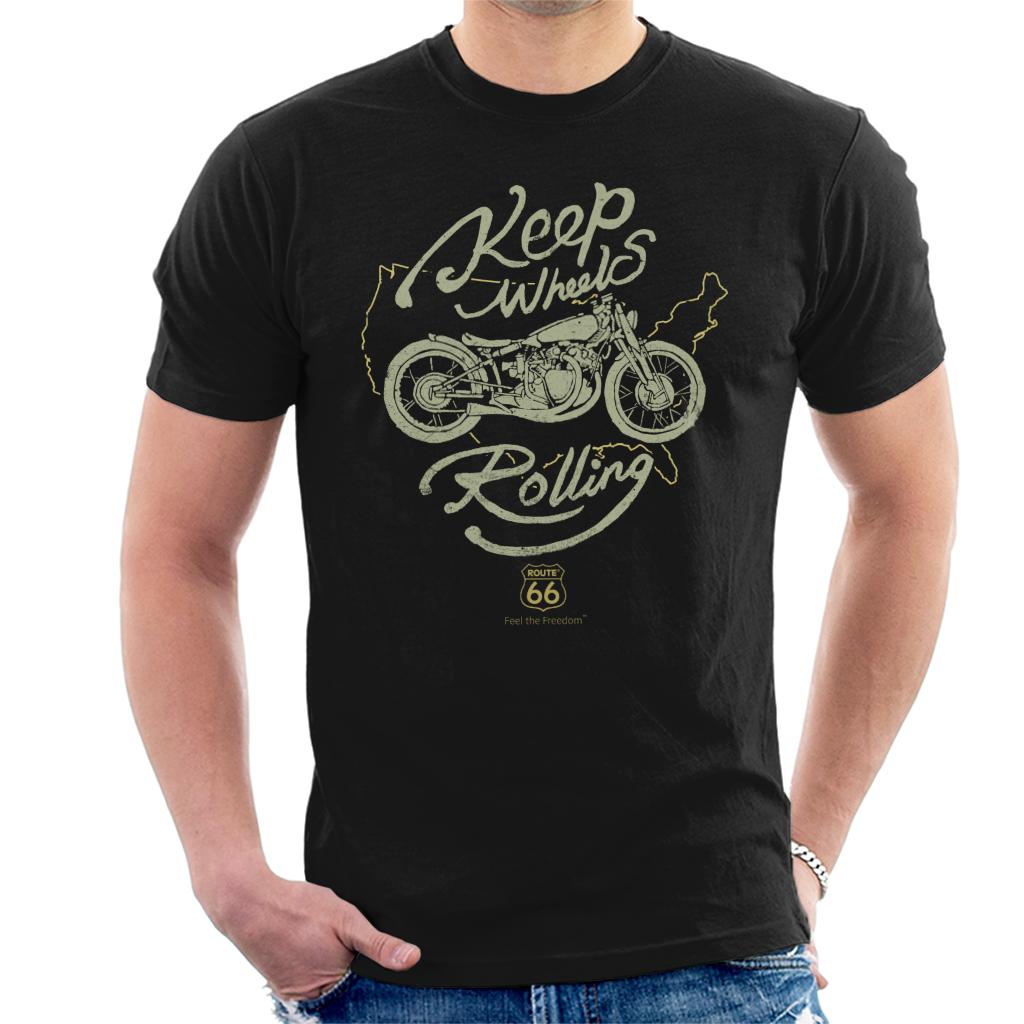 Route-66-Keep-Wheels-Rolling-Mens-T-Shirt