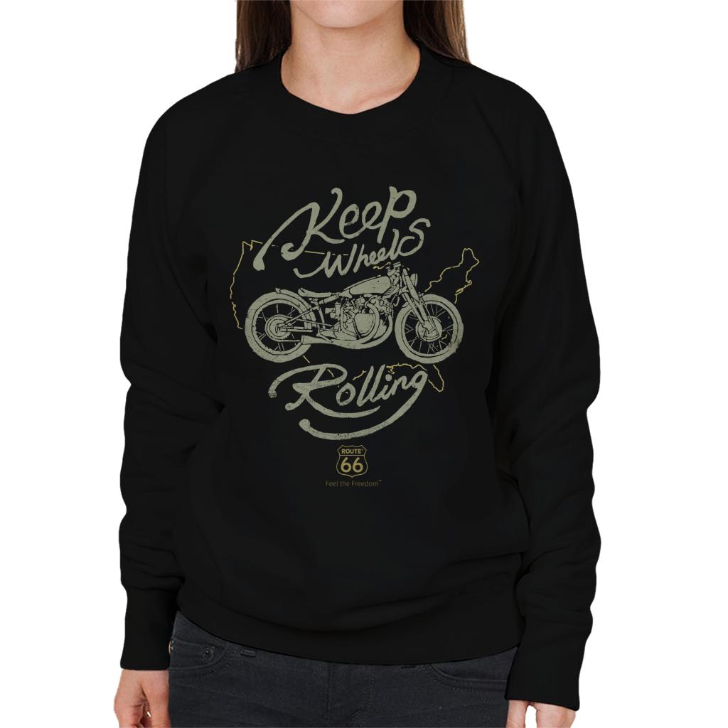 Route-66-Keep-Wheels-Rolling-Womens-Sweatshirt