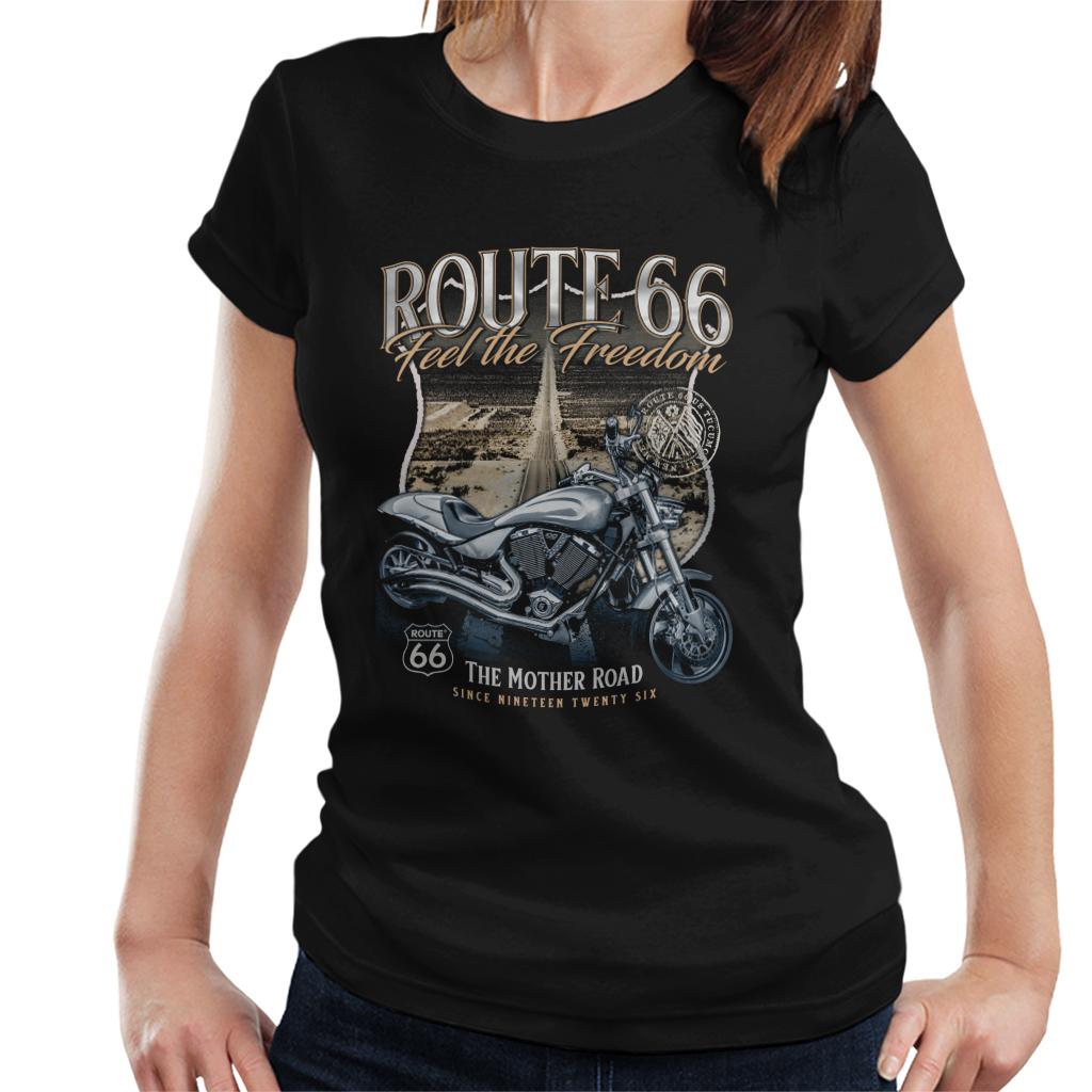 Route-66-Mother-Road-Feel-The-Freedom-Womens-T-Shirt