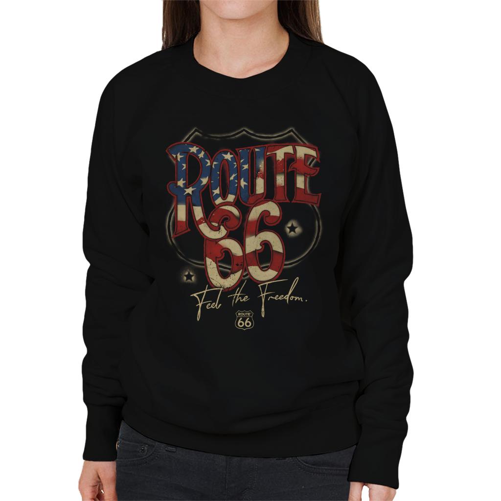 Route-66-US-Flag-Text-Womens-Sweatshirt