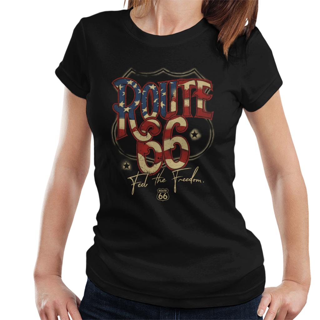 Route-66-US-Flag-Text-Womens-T-Shirt