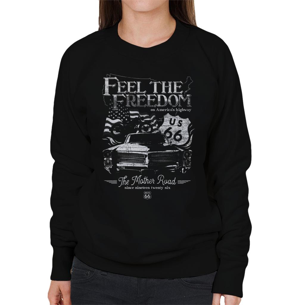 Route-66-Feel-The-Freedom-Americana-Womens-Sweatshirt